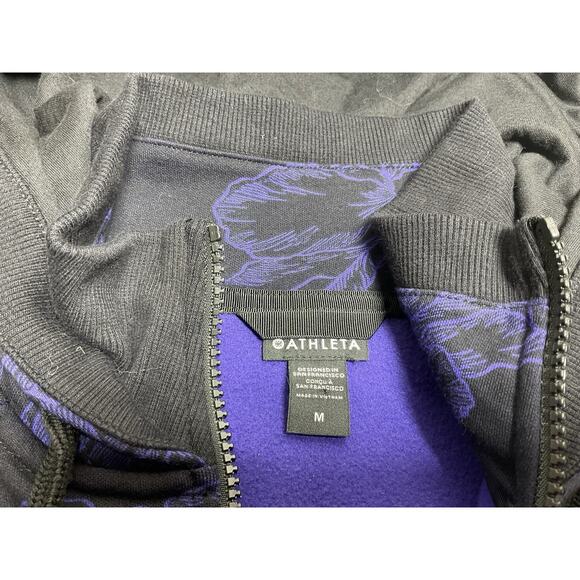 Athleta Triumph Activewear Hooded Sweatshirt Hoodie Zipper Purple/Black Size M - Picture 11 of 15
